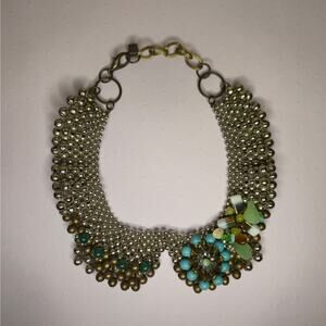 Pam Hiran for Anthropologie Beaded Collar Statement Necklace Boho Bib Multicolor